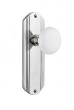 Nostalgic Warehouse 705393 - Nostalgic Warehouse Deco Plate Passage White Porcelain Door Knob in Bright Chrome