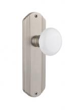 Nostalgic Warehouse 705396 - Nostalgic Warehouse Deco Plate Passage White Porcelain Door Knob in Satin Nickel