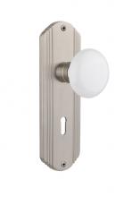 Nostalgic Warehouse 705401 - Nostalgic Warehouse Deco Plate with Keyhole Passage White Porcelain Door Knob in Satin Nickel