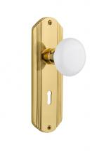 Nostalgic Warehouse 705402 - Nostalgic Warehouse Deco Plate with Keyhole Passage White Porcelain Door Knob in Unlacquered Brass