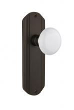 Nostalgic Warehouse 705406 - Nostalgic Warehouse Deco Plate Privacy White Porcelain Door Knob in Oil-Rubbed Bronze