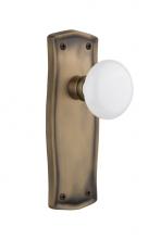 Nostalgic Warehouse 705415 - Nostalgic Warehouse Prairie Plate Passage White Porcelain Door Knob in Antique Brass