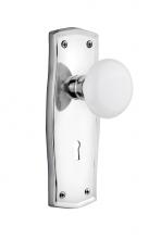 Nostalgic Warehouse 705422 - Nostalgic Warehouse Prairie Plate with Keyhole Passage White Porcelain Door Knob in Bright Chrome