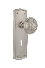 Nostalgic Warehouse 705467 - Nostalgic Warehouse Prairie Plate with Keyhole Passage Egg & Dart Door Knob in Satin Nickel