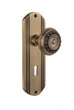 Nostalgic Warehouse 705549 - Nostalgic Warehouse Deco Plate with Keyhole Privacy Meadows Door Knob in Antique Brass