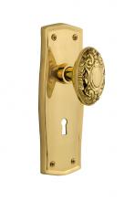 Nostalgic Warehouse 705624 - Nostalgic Warehouse Prairie Plate with Keyhole Privacy Victorian Door Knob in Polished Brass