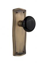 Nostalgic Warehouse 705693 - Nostalgic Warehouse Prairie Plate Passage Black Porcelain Door Knob in Antique Brass