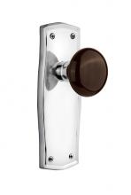 Nostalgic Warehouse 705737 - Nostalgic Warehouse Prairie Plate Passage Brown Porcelain Door Knob in Bright Chrome