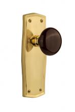 Nostalgic Warehouse 705739 - Nostalgic Warehouse Prairie Plate Passage Brown Porcelain Door Knob in Polished Brass