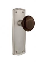 Nostalgic Warehouse 705740 - Nostalgic Warehouse Prairie Plate Passage Brown Porcelain Door Knob in Satin Nickel