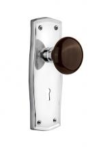 Nostalgic Warehouse 705742 - Nostalgic Warehouse Prairie Plate with Keyhole Passage Brown Porcelain Door Knob in Bright Chrome