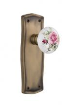 Nostalgic Warehouse 705857 - Nostalgic Warehouse Prairie Plate Passage White Rose Porcelain Door Knob in Antique Brass