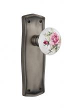 Nostalgic Warehouse 705858 - Nostalgic Warehouse Prairie Plate Passage White Rose Porcelain Door Knob in Antique Pewter