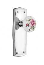 Nostalgic Warehouse 705859 - Nostalgic Warehouse Prairie Plate Passage White Rose Porcelain Door Knob in Bright Chrome