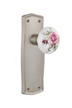 Nostalgic Warehouse 705862 - Nostalgic Warehouse Prairie Plate Passage White Rose Porcelain Door Knob in Satin Nickel