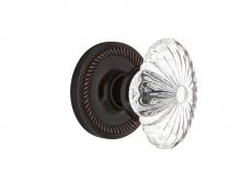 Nostalgic Warehouse 707863 - Nostalgic Warehouse Rope Rosette Passage Oval Fluted Crystal Glass Door Knob in Timeless Bronze