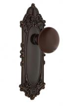 Nostalgic Warehouse 707887 - Nostalgic Warehouse Victorian Plate Passage Brown Porcelain Door Knob in Timeless Bronze