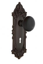 Nostalgic Warehouse 707915 - Nostalgic Warehouse Victorian Plate with Keyhole Passage Black Porcelain Door Knob in Timeless Bro