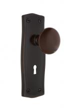 Nostalgic Warehouse 708167 - Nostalgic Warehouse Prairie Plate with Keyhole Privacy Brown Porcelain Door Knob in Timeless Bronz