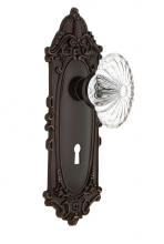 Nostalgic Warehouse 708181 - Nostalgic Warehouse Victorian Plate with Keyhole Privacy Oval Fluted Crystal Glass Door Knob in Ti