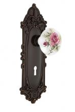 Nostalgic Warehouse 708183 - Nostalgic Warehouse Victorian Plate with Keyhole Privacy White Rose Porcelain Door Knob in Timeles