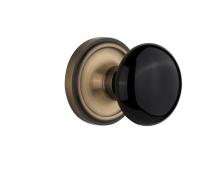 Nostalgic Warehouse 708358 - Nostalgic Warehouse Classic Rosette Passage Black Porcelain Door Knob in Antique Brass