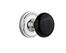 Nostalgic Warehouse 708360 - Nostalgic Warehouse Classic Rosette Passage Black Porcelain Door Knob in Bright Chrome