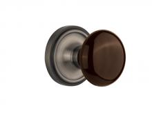 Nostalgic Warehouse 708367 - Nostalgic Warehouse Classic Rosette Passage Brown Porcelain Door Knob in Antique Pewter