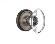 Nostalgic Warehouse 708439 - Nostalgic Warehouse Classic Rosette Passage Oval Clear Crystal Glass Door Knob in Antique Pewter