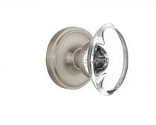 Nostalgic Warehouse 708443 - Nostalgic Warehouse Classic Rosette Passage Oval Clear Crystal Glass Door Knob in Satin Nickel