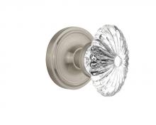 Nostalgic Warehouse 708451 - Nostalgic Warehouse Classic Rosette Passage Oval Fluted Crystal Glass Door Knob in Satin Nickel