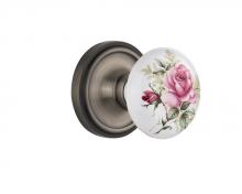 Nostalgic Warehouse 708471 - Nostalgic Warehouse Classic Rosette Passage White Rose Porcelain Door Knob in Antique Pewter