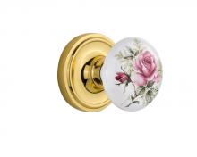 Nostalgic Warehouse 708477 - Nostalgic Warehouse Classic Rosette Passage White Rose Porcelain Door Knob in Unlacquered Brass