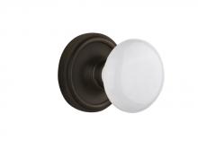 Nostalgic Warehouse 708496 - Nostalgic Warehouse Classic Rosette Passage White Porcelain Door Knob in Oil-Rubbed Bronze