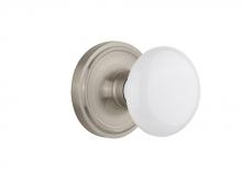 Nostalgic Warehouse 708498 - Nostalgic Warehouse Classic Rosette Passage White Porcelain Door Knob in Satin Nickel