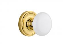 Nostalgic Warehouse 708500 - Nostalgic Warehouse Classic Rosette Passage White Porcelain Door Knob in Unlacquered Brass