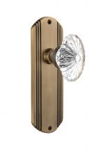 Nostalgic Warehouse 708810 - Nostalgic Warehouse Deco Plate Passage Oval Fluted Crystal Glass Door Knob in Antique Brass