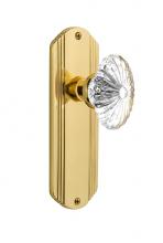 Nostalgic Warehouse 708814 - Nostalgic Warehouse Deco Plate Passage Oval Fluted Crystal Glass Door Knob in Polished Brass