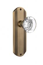 Nostalgic Warehouse 708826 - Nostalgic Warehouse Deco Plate Passage Round Clear Crystal Glass Door Knob in Antique Brass