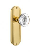 Nostalgic Warehouse 708830 - Nostalgic Warehouse Deco Plate Passage Round Clear Crystal Glass Door Knob in Polished Brass