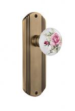 Nostalgic Warehouse 708834 - Nostalgic Warehouse Deco Plate Passage White Rose Porcelain Door Knob in Antique Brass