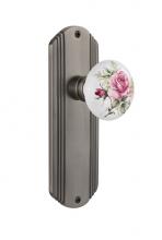 Nostalgic Warehouse 708835 - Nostalgic Warehouse Deco Plate Passage White Rose Porcelain Door Knob in Antique Pewter