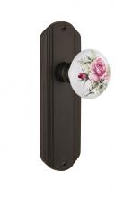 Nostalgic Warehouse 708837 - Nostalgic Warehouse Deco Plate Passage White Rose Porcelain Door Knob in Oil-Rubbed Bronze