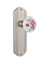 Nostalgic Warehouse 708839 - Nostalgic Warehouse Deco Plate Passage White Rose Porcelain Door Knob in Satin Nickel