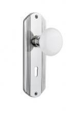 Nostalgic Warehouse 708859 - Nostalgic Warehouse Deco Plate Passage White Porcelain Door Knob in Bright Chrome