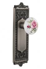 Nostalgic Warehouse 708967 - Nostalgic Warehouse Egg & Dart Plate Passage White Rose Porcelain Door Knob in Antique Pewter