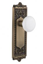 Nostalgic Warehouse 708987 - Nostalgic Warehouse Egg & Dart Plate Passage White Porcelain Door Knob in Antique Brass