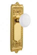 Nostalgic Warehouse 708990 - Nostalgic Warehouse Egg & Dart Plate Passage White Porcelain Door Knob in Polished Brass