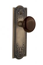 Nostalgic Warehouse 709007 - Nostalgic Warehouse Meadows Plate Passage Brown Porcelain Door Knob in Antique Brass