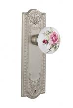 Nostalgic Warehouse 709185 - Nostalgic Warehouse Meadows Plate Passage White Rose Porcelain Door Knob in Satin Nickel